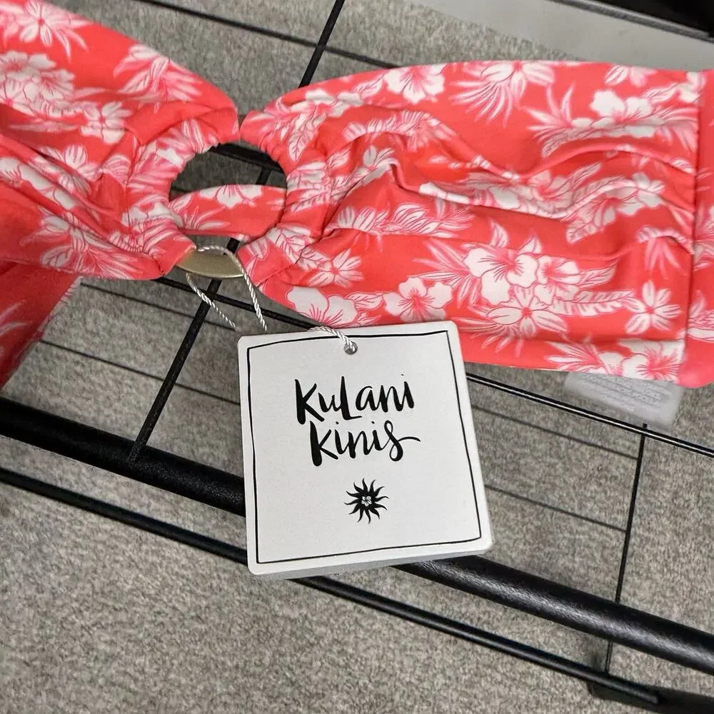 Kulani Kinis Strapless Bandeau O-Ring Bikini Top Only S Island Punch